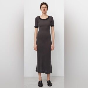 ACNE STUDIOS Elaine Laddering Rib Dress Charcoal Short-Sleeve Midi Dress